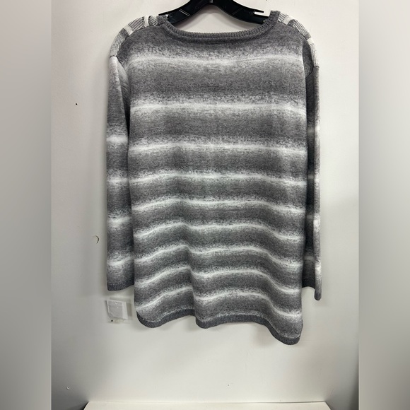 NWOT ALFRED DUNNER LIGHT DARK GRAY VINTAGE 1990s CROCHET CABLE KNITTED BEADED 1x - Picture 3 of 6